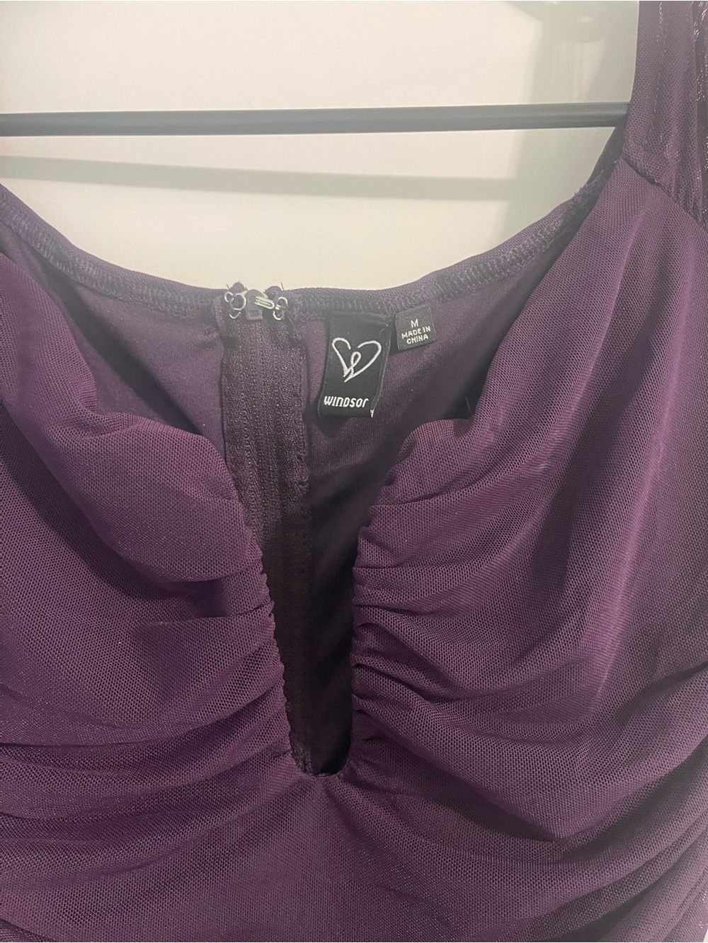 Elegant long sleeve off the shoulder deep purple formal dress - Picture 4 of 7